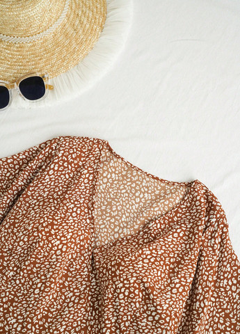 Коричневое кэжуал платье на запах SHEIN леопардовый