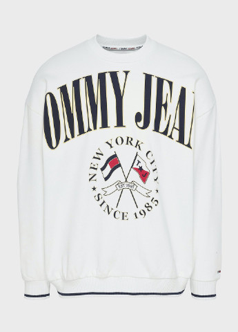 Свитшот Tommy Jeans - Свободный крой надпись белый кэжуал хлопок, трикотаж - (257187201)