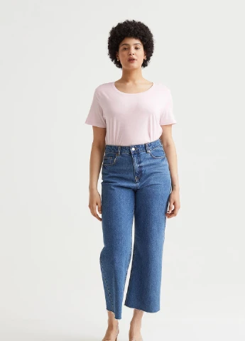 Футболка,пудровий, H&M Basic - (255193006)
