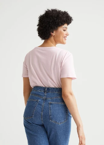Футболка,пудровий, H&M Basic - (255193006)