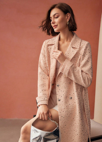 Светло-розовое зимнее Пальто двубортное SHEIN