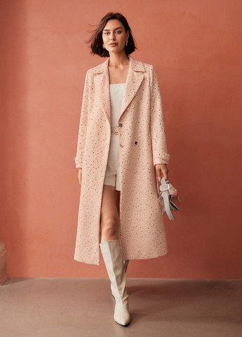 Светло-розовое зимнее Пальто двубортное SHEIN