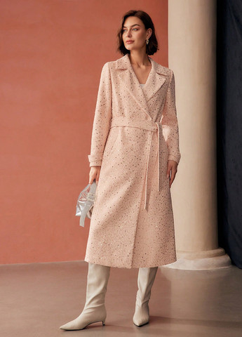 Светло-розовое зимнее Пальто двубортное SHEIN