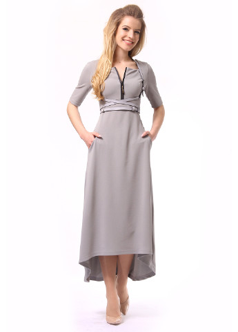 Светло-серое кэжуал платье в стиле ампир Lada Lucci однотонное