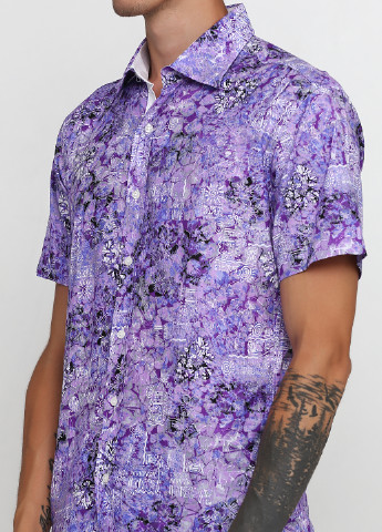 Светло-фиолетовая кэжуал рубашка с абстрактным узором RW