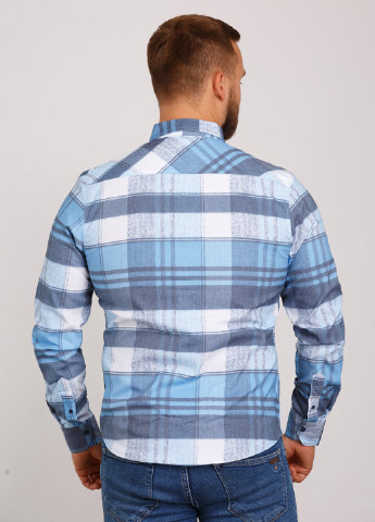 Серо-голубой кэжуал рубашка в клетку Trend Collection
