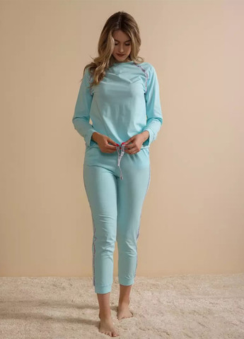 Голубая всесезон пижама (лонгслив, брюки) лонгслив + брюки BBL