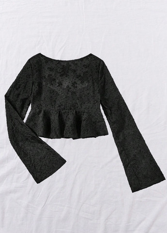 Чёрная блуза с баской SHEIN