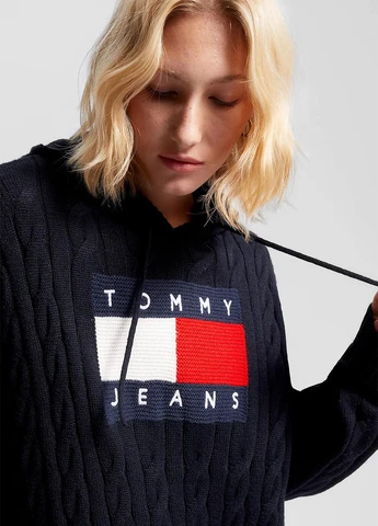 Черное кэжуал платье платье-свитер Tommy Jeans с логотипом
