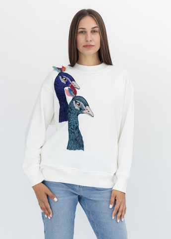 Белый свитшот Nora Kvittin однотонный аппликация, вышивка (301079917)