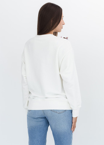 Белый свитшот Nora Kvittin однотонный аппликация, вышивка (301079917)
