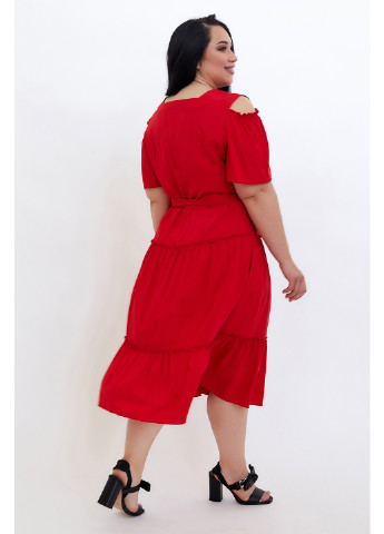Красное кэжуал платье клеш A'll Posa однотонное