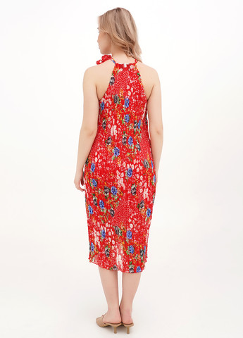 Червона кежуал сукня плісована Vicolo з квітковим принтом
