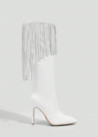 Осенние сапоги SHEIN со стразами, с бахромой