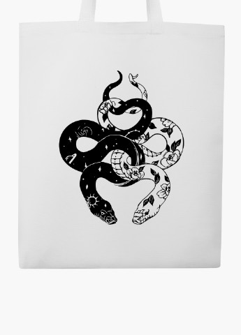 Эко сумка шоппер белая Инь Янь Змеи (Yin Yang Snake) (9227-2850-WT2) Еко сумка шоппер біла 41*35 см MobiPrint (221683040)