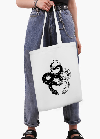 Эко сумка шоппер белая Инь Янь Змеи (Yin Yang Snake) (9227-2850-WT2) Еко сумка шоппер біла 41*35 см MobiPrint (221683040)