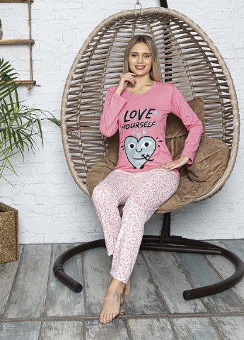 Розовый демисезонный комплект (лонгслив, брюки) Rinda Pijama
