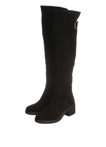 Черные зимние ботфорты Franzini на среднем каблуке с пряжкой