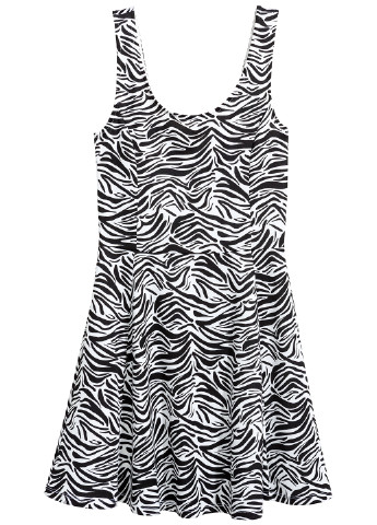 Черно-белое кэжуал платье платье-майка H&M с животным (анималистичным) принтом