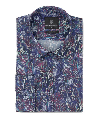 Темно-синяя кэжуал рубашка с абстрактным узором Pako Lorente с длинным рукавом