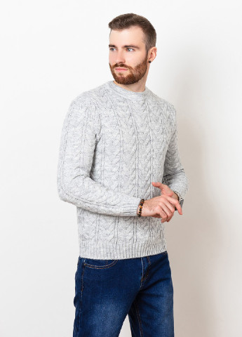 Серый демисезонный свитер мужской джемпер ISSA PLUS GN4-69