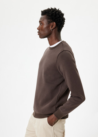 Темно-коричневий світшот KOTON однотонний без декору (362289130)