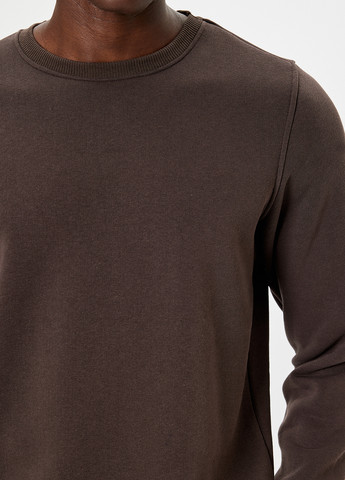 Темно-коричневий світшот KOTON однотонний без декору (362289130)