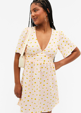 Светло-розовое кэжуал платье а-силуэт Monki с цветочным принтом