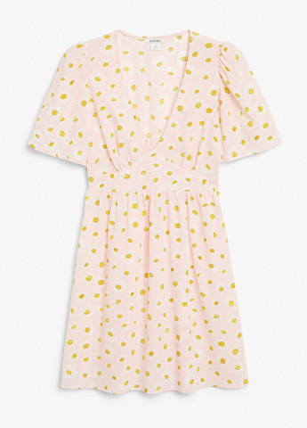 Светло-розовое кэжуал платье а-силуэт Monki с цветочным принтом