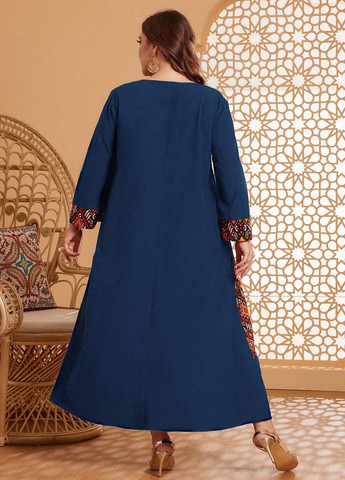 Темно-синя кежуал сукня оверсайз SHEIN з геометричним візерунком