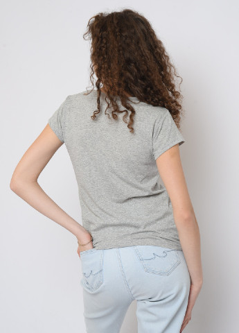 Серая летняя футболка женская серая с надписью Let's Shop