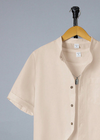 Бежевий літній костюм (сорочка, шорти) з сорочкою, з шортами SHEIN