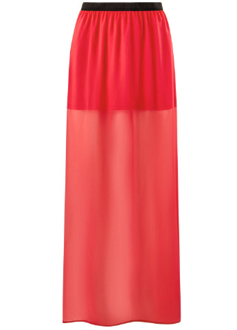 Красная кэжуал однотонная юбка Oodji макси