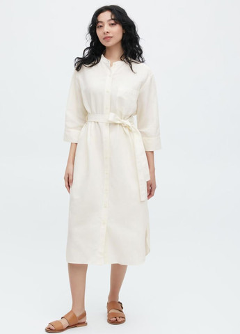 Білий кежуал сукня сорочка Uniqlo однотонна