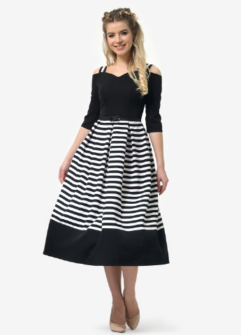 Чорно-білий кежуал сукня, сукня кльош Lila Kass