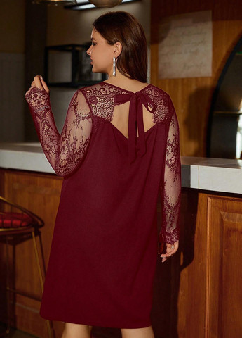 Бордова святковий, коктейльна сукня а-силует SHEIN однотонна