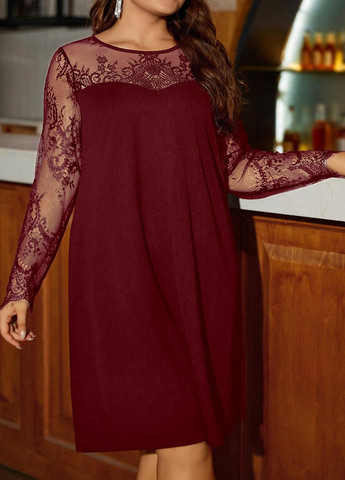 Бордова святковий, коктейльна сукня а-силует SHEIN однотонна