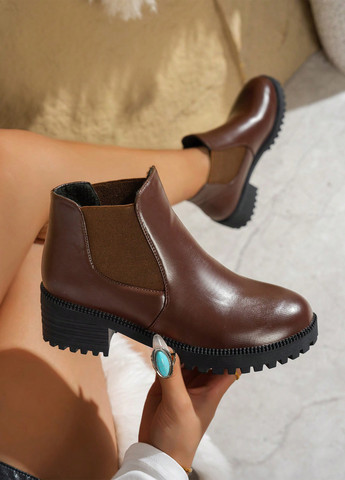 Осенние ботильоны челси SHEIN на тракторной подошве из искусственной кожи