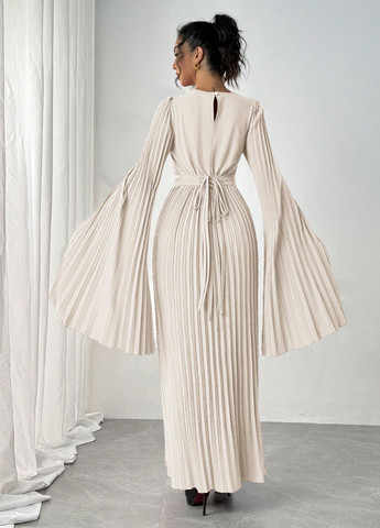 Кремова вечірня, кежуал сукня плісована SHEIN однотонна