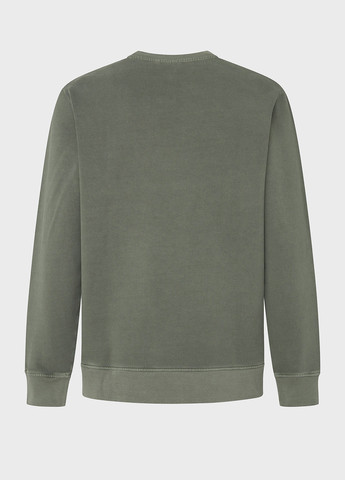 Серо-зеленый свитшот Pepe Jeans однотонный потертости, вышивка (314984314)