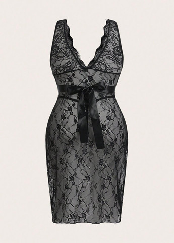 Чорний демісезонний комплект (комбінація, трусики) SHEIN