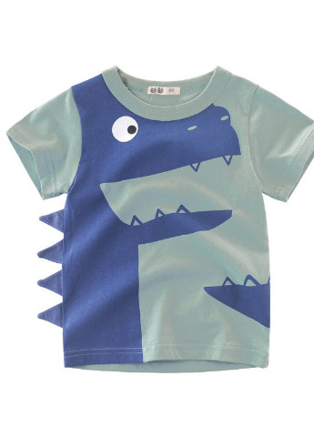 Бирюзовая летняя футболка для мальчика синий динозавр, бирюзовый 27 KIDS 54395