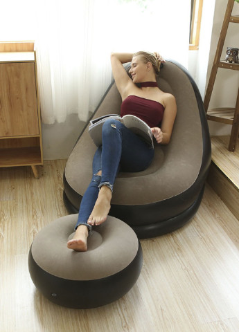 Надувное садовое кресло с пуфиком Air Sofa Comfort, велюр, 76*130 см Rozia (253455479)
