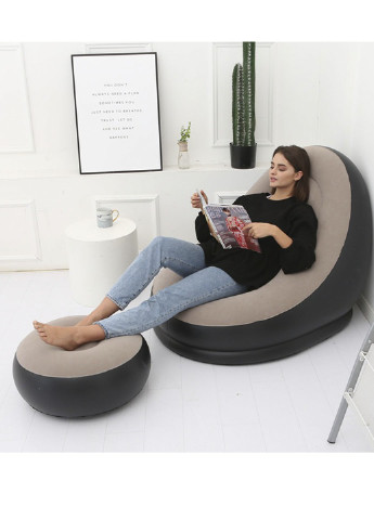 Надувне садове крісло з пуфиком Air Sofa Comfort, велюр, 76*130 см Rozia (253455479)