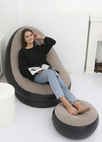 Надувне садове крісло з пуфиком Air Sofa Comfort, велюр, 76*130 см Rozia (253455479)