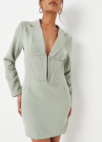 Оливкова кежуал сукня сукня-жакет Missguided однотонна