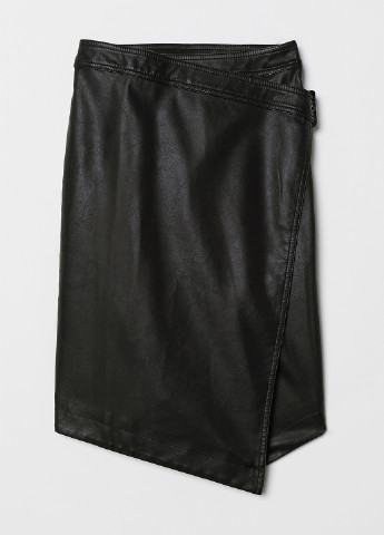 Черная кэжуал однотонная юбка H&M на запах