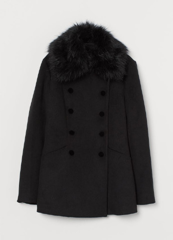 Черное демисезонное Пальто двубортное H&M