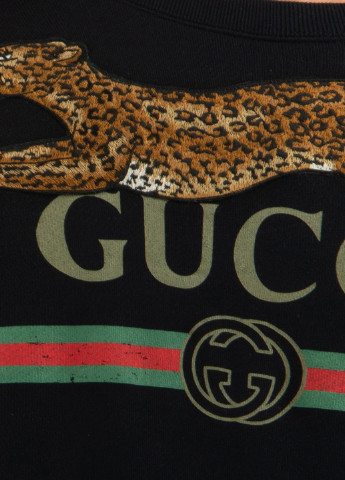 Бежевый хлопковый свитшот Tiger Gucci - крой надпись черный кэжуал - (198219194)