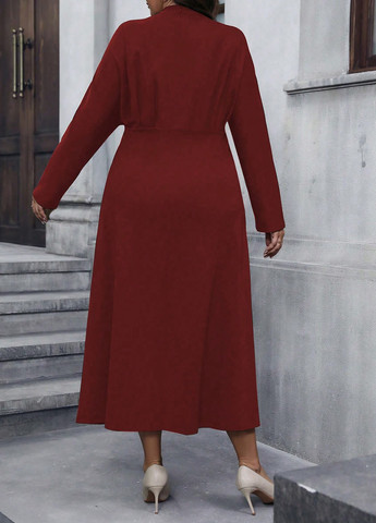 Бордовое кэжуал платье SHEIN однотонное